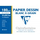 Pochette papier  dessin Clairefontaine - 21 x 29.7 - 180 gr - 12 Feuilles Blanches