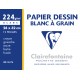 Pochette papier  dessin Clairefontaine - 24 x 32 - 224 gr - 12 Feuilles Blanches