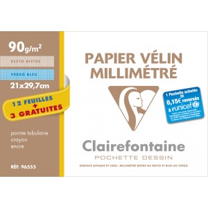 Pochette papier millimétré Clairefontaine 21 x 29,7 cm - 72 gr