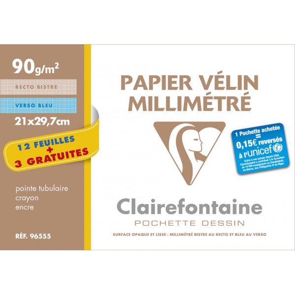 Clairefontaine - pochette papier à dessin calque - 10 feuilles