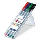 Feutre fin triplus Staedtler - Pochette de 4 assorties