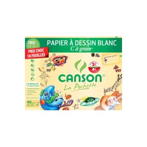 Pochette papier dessin Canson - 24 x 32 cm -180 gr - Blanc -