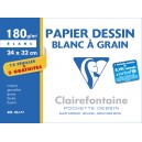 Pochette papier blanc Clairefontaine 24 x 32- 180 g- 12 feuilles + 3 gratuites